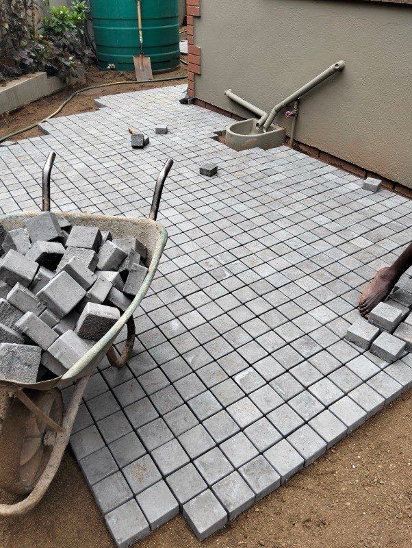 Cobblestone paving being laid in Tzaneen, Limpopo