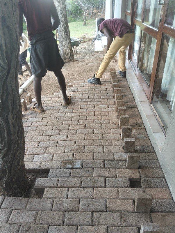Finished paved stoep under thatch roof in Tzaneen